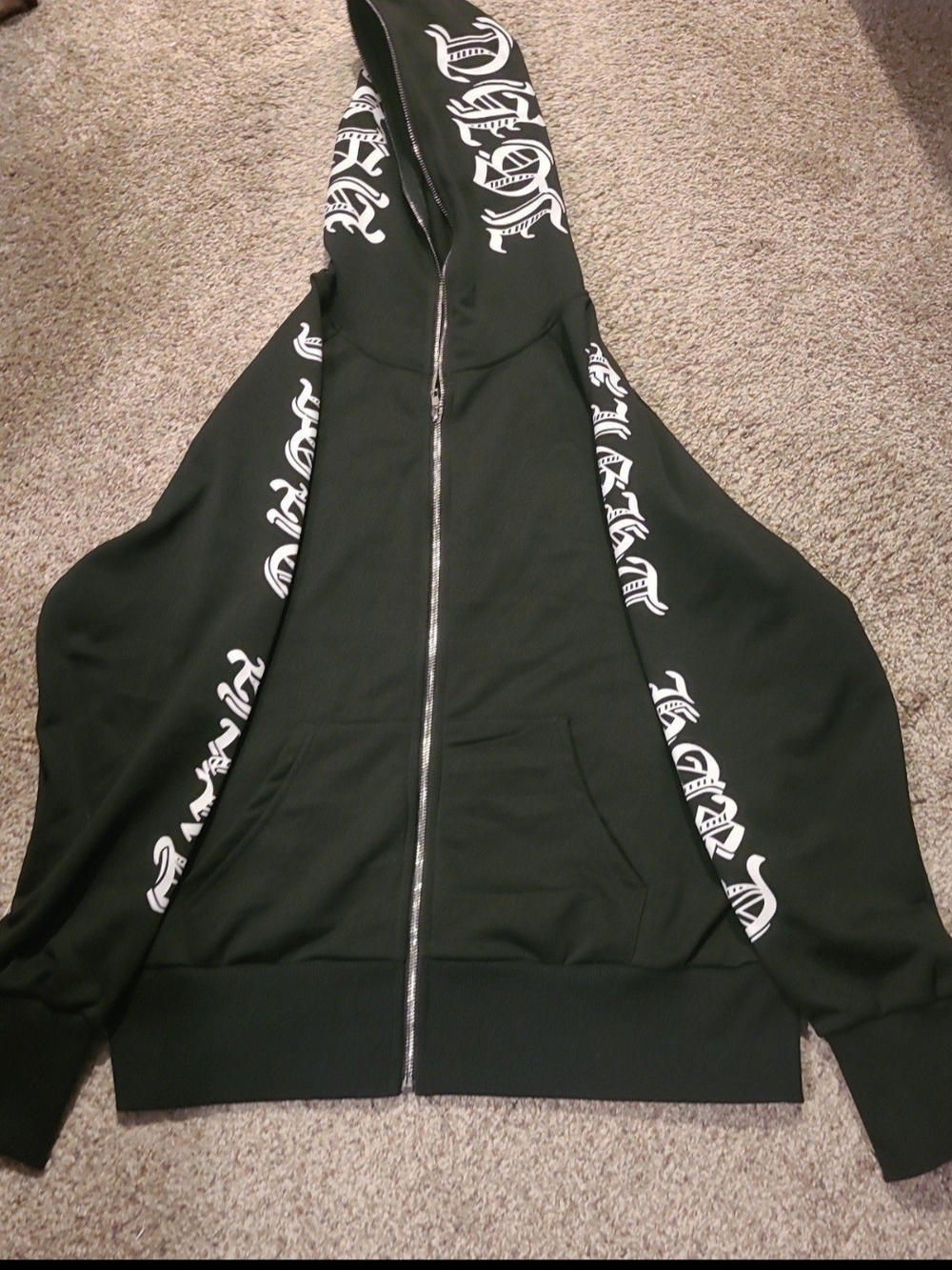 Women's Black Zip Hoodie with White Script Accent